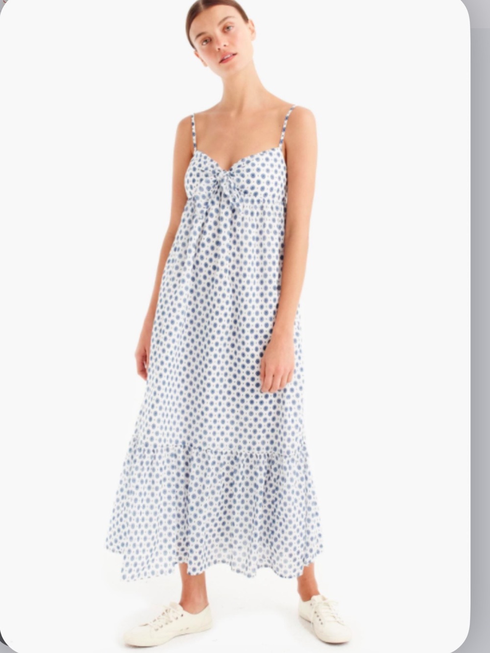 J.crew Women’s White and Navy Spotted sun Maxi Dress NWT